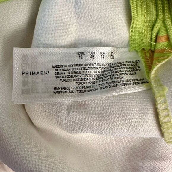 Primark Neon Swirl Print Built-In Shorts Mini Skort Yellow Orange Size 14 - Picture 5 of 5